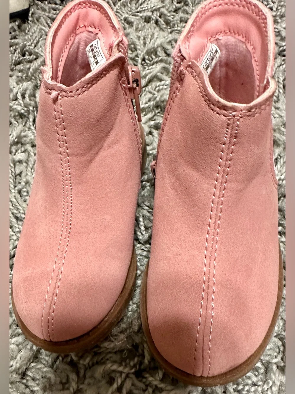 Carter's Pink Floral Suede-Look Ankle Boots Size 6M